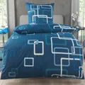 Bettwäsche 155x220 Baumwolle Sets, Karo Bettbezug 155 x 220 cm, Kissenbezug 80x80 cm, Renforcé,  Bettwäsche mit Reißverschluss