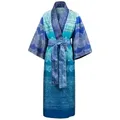 Bassetti Kimono BRUNELLESCHI, midi, Baumwolle, Gürtel, aus satinierter Baumwolle blau S-M