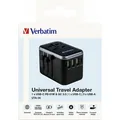 Verbatim Ladeadapter, Universal Travel, UTA-04, schwarz 100-250V, 3x USB Typ-A, 2x USB Typ-C, PD/QC, Retail