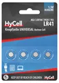 HyCell Alkaline Knopfzellen LR41 1,5V, 4 Stück, AG3 GP192 L736, lange haltbar, für Taschenrechner, Spielzeug, Uhr