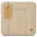 Wickelauflage Wickelunterlage abwaschbar und wasserdicht 85x72 cm - Wickelmatte zum Auflegen auf Wickeltisch Wickelaufsatz Wickelkommode oder Waschmaschine Oeko-Tex 85 x 72 Beige mit Weiß Sternen