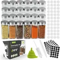 Voissen Gewürzbehälter aus Glas – 24er Set – 100ml – verschiedene Streuaufsätze – mit Schraubdeckel aus Edelstahl – mit Fülltrichter ... - Silber