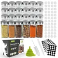 24x Gewürzgläser Set 100ml eckig mit Edelstahl-Deckel Etiketten Trichter Streuei