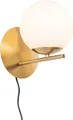 QAZQA - Design Art-Deco-Wandleuchte aus Gold I Messing und Opalglas - Flore I Wohnzimmer I Schlafzimmer - Stahl Kugel I Kugelförmig I Länglich - LED geeignet E14