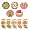 colortouch Aufkleber Weihnachten - 2500 St Kraftpapier Optik Weihnachtsaufkleber - Fröhliche Weihnachten Sticker - 35 mm Rund Rolle Frohe Weihnachtssticker für Geschenktüten, Papiertüten, Dekoration