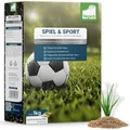 1kg Rasensamen Sport und Spiel schnellkeimend 40m², robust, tiefgrün, ideal für Neuansaat und Nachsaat, Rasensaat Grassamen Frühjahr