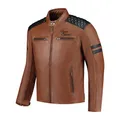 Rusty Stitches Jari V2 Motorrad Lederjacke (Cognac/Schwarz) Gr: S