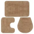 Badematten-set 3-tlg. Stoff Beige Vidaxl
