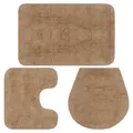 vidaXL 3-teiliges Badematten-Set, Stoff, Beige