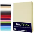 Buymax Spannbettlaken Wasserbett Spannbettlaken für Boxspringbetten Matratzen bis 35 cm Höhe, Jersey, Gummizug: Rundumgummi, (1 Stück), Spannbetttuch 97% Baumwolle, 3% Elasthan, atmungsaktiv, 40 cm Steghöhe beige 180-200 cm x 200-220 cm