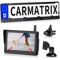 CARMATRIX HD Solar Funk Rückfahrkamera mit 5" Monitor Nummernschildkamera mit Solarpanel für vorne oder hinten