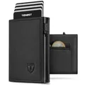 TENBST Geldbörse Herren mit RFID Schutz, Slim Wallet mit Münzfach, 10 Karten Portmonee Geldbeutel Herren, Magnetischer Wallets for Men, Kreditkartenetui Klein, Geschenke zum Vatertag - Schwarz