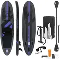 ECD Germany Surfboard Stand Up Paddle SUP Board Paddelboard mit Kajak-Sitz Schwarz 320 cm