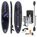 ECD Germany Aufblasbares Stand Up Paddle Board mit Kajak Sitz | 320x82x15 cm | Schwarz | PVC | bis 120kg | inkl. Pumpe Tragetasche Zubehör | SUP Board Paddling Board Paddelboard Surfboard Sitzfunktion