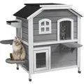 PawHut Katzenhaus mit Treppen und 2 Etagen 78 x 55,5 x 91 cm