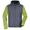 Men's Knitted Hybrid Jacket Strickfleecejacke im stylischen Materialmix grau/grün, Gr. XL