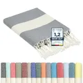 furora Holiday Strandtuch groß 100x200 cm: Baumwolle, leicht lang dünn kompakt - Premium Qualität | Hamamtuch Saunatuch, Fouta Strandhandtuch XXL | Damen & Herren Badetuch Stranddecke Picknickdecke