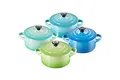 Le Creuset 4er-Set Mini Cocottes aus Steinzeug, je 200 ml, 10 x 5 cm, Meeresbrise (Grün/Türkis/Blau/Mint), 79212105139100