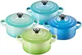 Le Creuset Mini-Cocotte 4er-Set 10cm | Steinzeug | Backofen- & Mikrowellengeeignet | Spülmaschinenfest | Meeresbrise