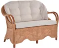 Krines Home Loungesofa Rattansofa 2-Sitzer-Sofa Wintergarten Natur Rattan Couch Rattanmöbel