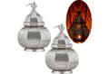 Marrakesch Orient & Mediterran Interior Nachttischlampe 2er Set Orientalische Laterne Leuchte Tischlampe Lamisa Silber, Handarbeit