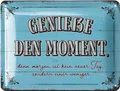 LANOLU Retro Blechschild GENIEßE DEN MOMENT, vintage Metallschilder mit Sprüchen, Shabby Chic Deko Küche und Garten, lustige Schilder aus Metall 15x20cm