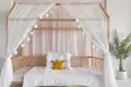 Baby Fancyroom Hausbett Himmel Betthimmel für Kinderbett Kinderzimmer Baldachin Bettvorhang Betthimmel für Mädchen Prinzessin Zimmer (Ecru, 340cm, ohne Pompomgirlande)