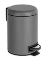 WENKO Kosmetik Treteimer Leman Grau 3 l - Kosmetikeimer, Mülleimer Fassungsvermögen: 3 l, Stahl, 17 x 25 x 22.5 cm, Grau, 25 x 22.5 x 17 cm