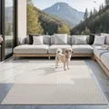 the carpet Santo Plus Outdoor Teppich – Wetterfest & Pflegeleicht, Balkon Teppich, Terrasse & Garten, Flachgewebe Indoor & Outdoor, Modern für Wohnzimmer & Schlafzimmer, Creme, 140 x 200 cm