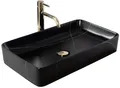 Rea Aufsatzwaschbecken Denis Black Stone Mat Waschtisch Handwaschbecken Waschschale Waschbecken für Badezimmer aus hochwertiger Keramik 610 x 350 x 110 mm (Weiß/Schwarz)