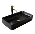 wohnwerk.idee Aufsatzwaschbecken Waschbecken Waschbecken Marmor Optik Schwarz Matt Denis 61,5x35cm