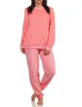 Normann Pyjama Damen Frottee Pyjama mit Bündchen in Herz-Tupfen Streifenoptik