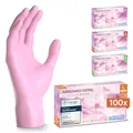 ARNOMED Nitril Einmalhandschuhe 100 Stück/Box, L, rose, latexfreie Einweghandschuhe, puderfreie Nitrilhandschuhe, in Gr. S, M & L verfügbar