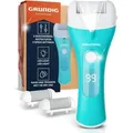 Grundig Hornhautentferner elektrisch Pro - schnell Hornhaut entfernen ohne Bücken - Premium Akku Hornhaut Entferner nass + trocken mit Arbeitslich...