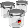 WELLGRO 6x Einmachgläser mit Schraubdeckel - 235ml - Deckel To 82 silber - Made in Germany - Vorratsgläser mit Deckel, Gärglas, Dessertgläser