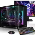AURUMPC Aurum Komplett Set Einsteiger PC Ryzen 5 3400G • 24" Monitor • Radeon Vega 11 integriert • 16GB DDR4 • 1TB M.2 SSD • Windows 11 • Tastatur • Maus pc Gaming komplettpaket