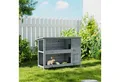 PawHut Kleintierstall Kaninchenstall aus Holz mit 2 Etagen Asphaltdach Bodenwanne Türen, für Kleintiere Kaninchen Indoor Outdoor 136,4 x 50 x 93 cm Grau