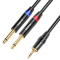 TISINO 3,5 mm auf 6,35 mm Stereo-Kabel, Mini-Klinkenstecker TRS Stereo auf Dual 6,35 mm TS Mono Y-Splitter Audiokabel, Aux auf Klinke, Breakout-Kabel, 3 m