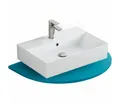 Aqua Bagno Aufsatzwaschbecken Waschbecken 60cm weiß eckig wandhängend Waschtisch (Packung)