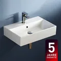 Keramik Waschtisch 60 x 42 cm weiß Waschbecken Aufsatzwaschtisch Möbelwaschtisch