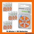 60 Stück Hörgerätebatterie PowerOne Typ 13 PR48 p13 HÖRGERÄTE BATTERIE
