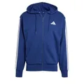 adidas Herren Essential Three Stripes French Terry Fullzip Hoodie Sweatshirt, Dark Blue/White, XS