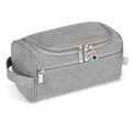 GO!elements® Smart Kulturbeutel Männer Kulturtasche zum Aufhängen Herren & Damen - Kosmetiktasche Männer Frauen für Koffer & Handgepäck - Waschtasche Reise-Tasche, Farbe:Grau