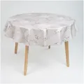 laro Tischdecke 140cm rund Wachstuchdecke Saum-Eingefasst Schmetterling Vogel Grau grau