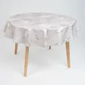 laro 140cm runde Wachstuch Tischdecke abwaschbar Wachstuchtischdecke mit Saum-Eingefasst-Paspelband, Muster:Schmetterling Vogel Grau, Größe: Rund 140cm