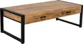Couchtisch Britt Mangoholz Stahl Natur Schwarz 140 x 70 cm, Masse:140 cm x 70 cm