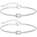 Armband Damen Silber 925, Freundschaftsarmband, Knoten, Verstellbar, Geschenk