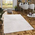 In & Outdoor Teppich Flachgewebe Classy Creme Wellen, Größe:80x150 cm