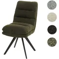Esszimmerstuhl HWC-G66, Küchenstuhl Stuhl, drehbar Auto-Position Stoff/Textil Bouclé MVG ~ grün