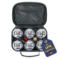 BEST SPORTING Boules-Set Metall I 6 Boule Kugeln & 2 Zielkugeln I Boccia Spiel Outdoor I Boule-Set Kinder I Boule Kugeln aus Metall I mit Distanzmessgerät & Magnetkugelheber